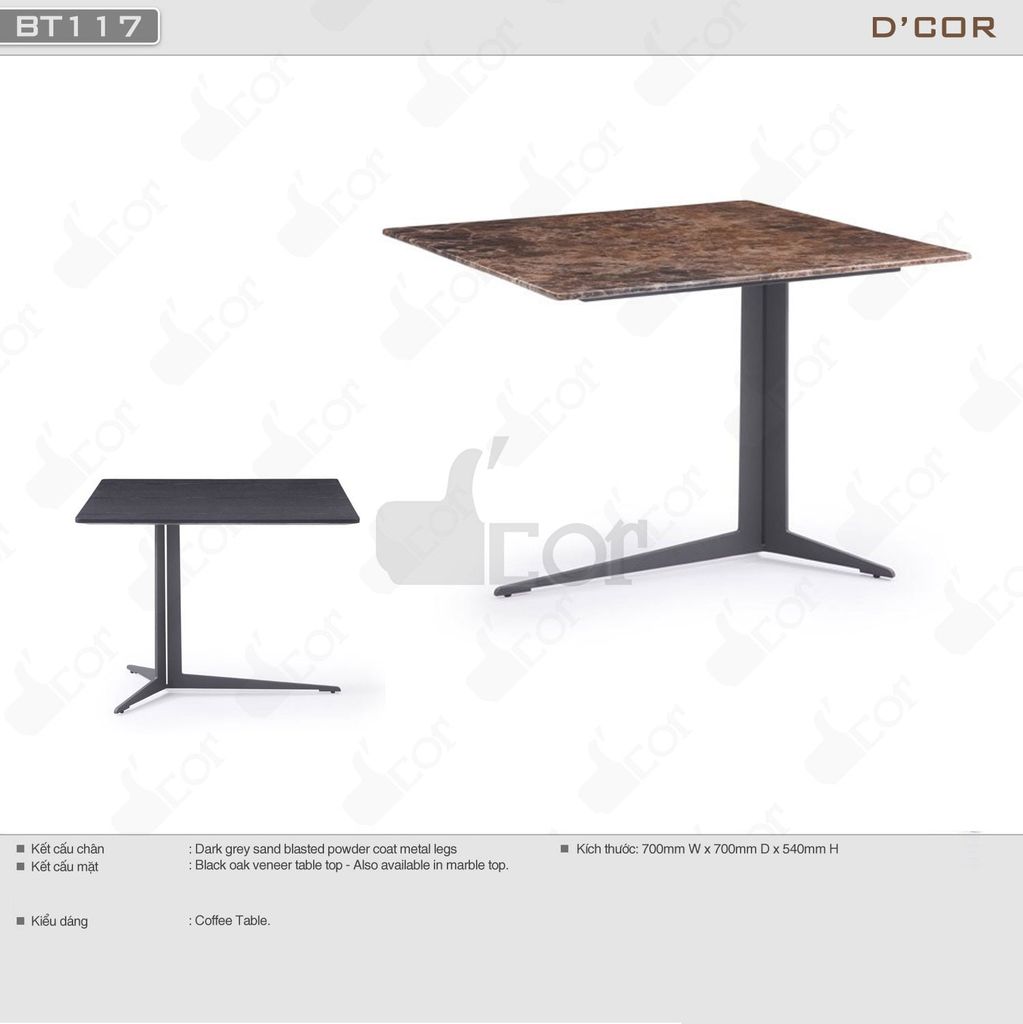 Bàn vuông chất liệu gốm Tây Ba Nha - Mã: BT117