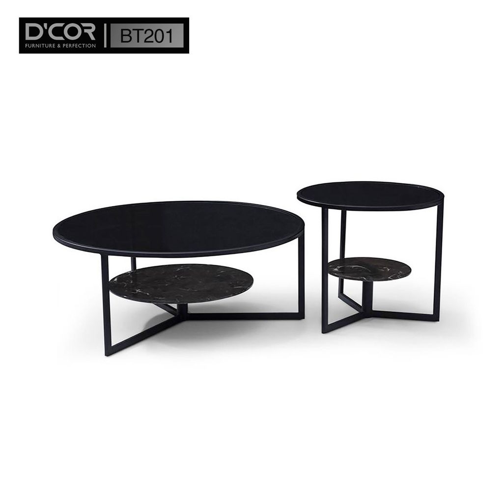 BT201 - Bàn trà mặt kính Temper, đá Marble