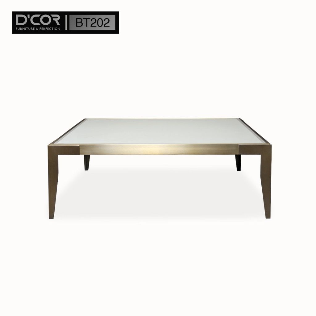 BT202 - Bàn trà vuông mặt kính Temper, đá Marble