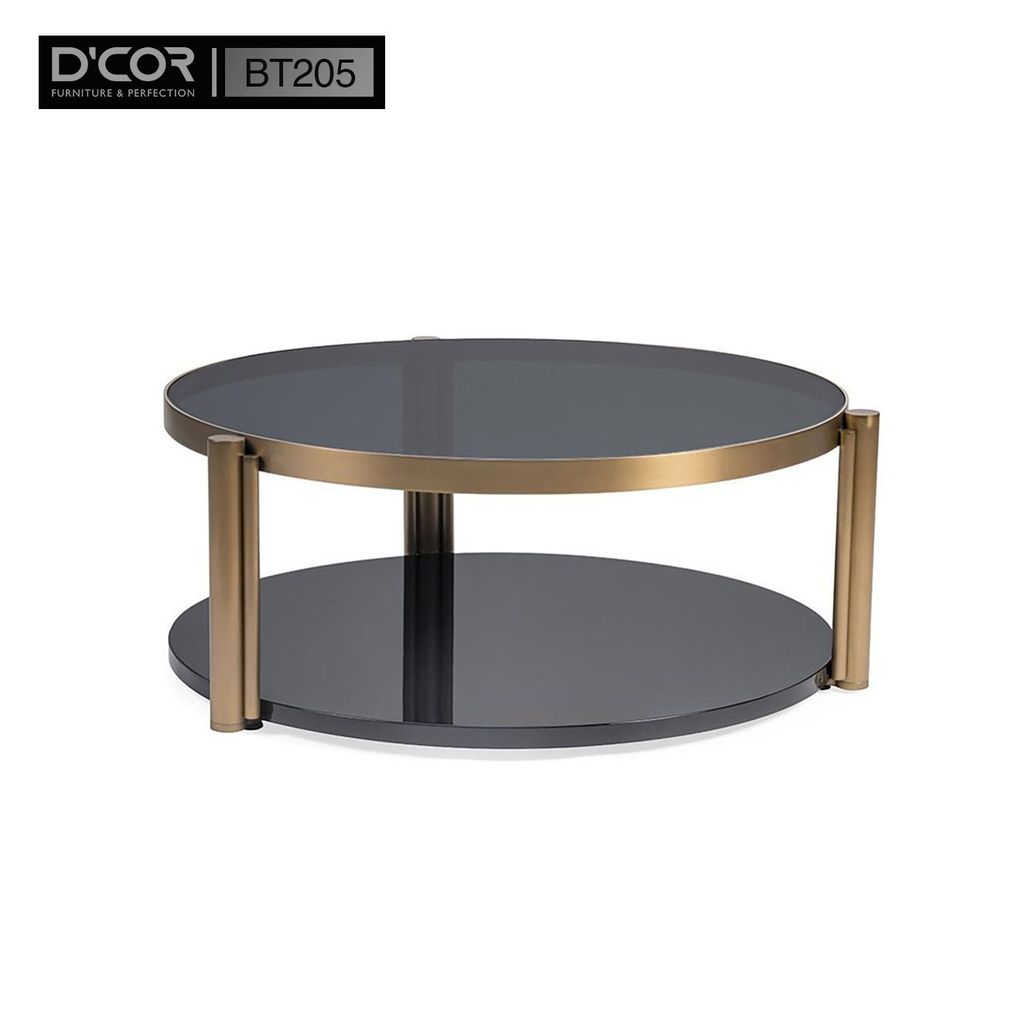 BT205 - Bàn trà tròn mặt kính Temper, chân kim loại