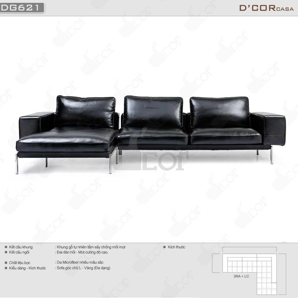 Đẹp mê mẩn với thiết kế sofa da cho phòng khách - Mã: DG621