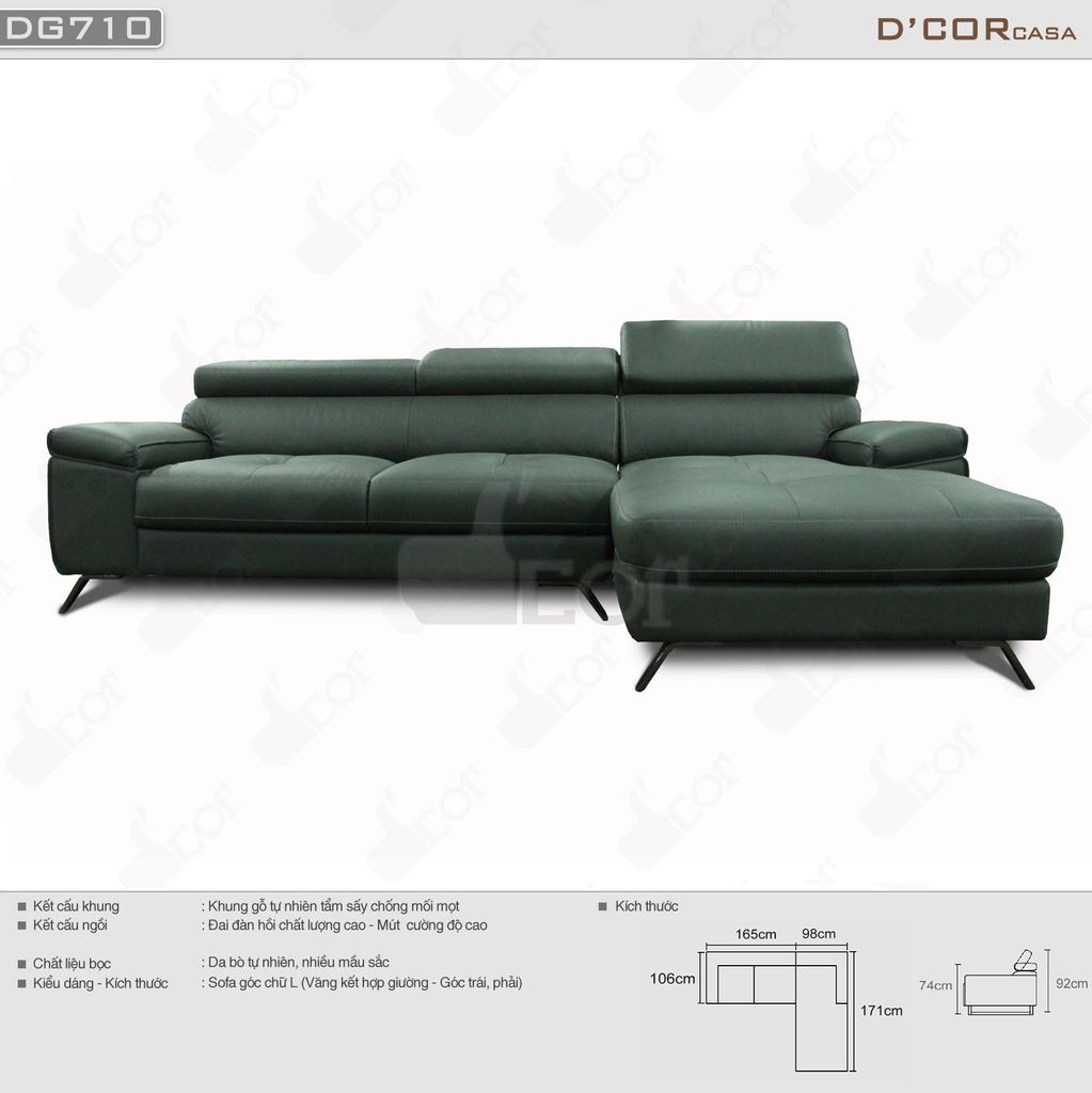 Sofa da Malaysia cho phòng khách -  Mã: DG710
