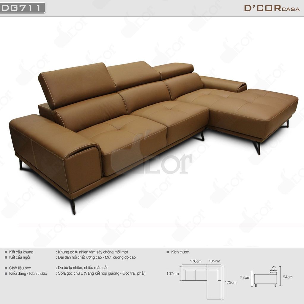 Sofa góc chữ L nhập khẩu Malaysia -  Mã: DG711