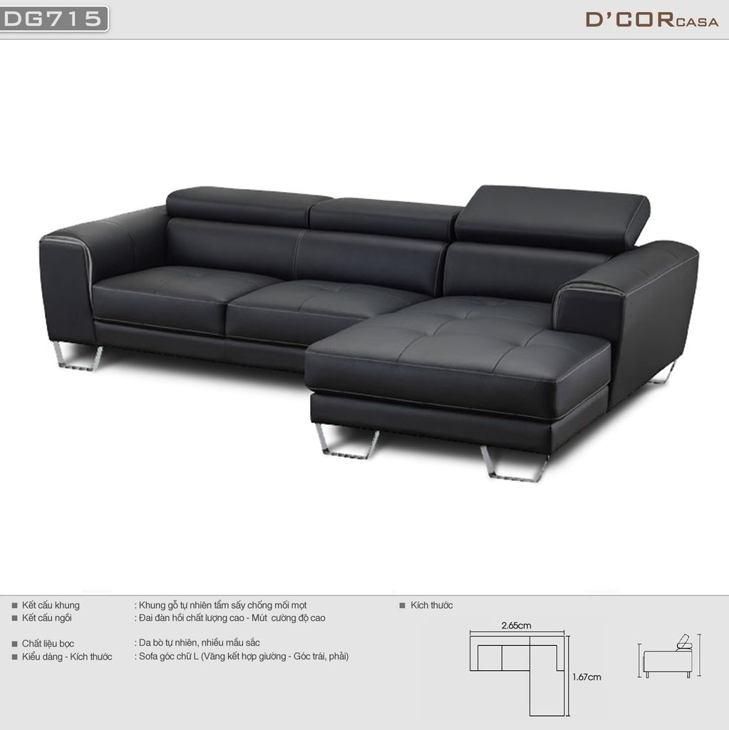 Thiết kế sofa da cho phòng khách hiện đại - Mã: DG715