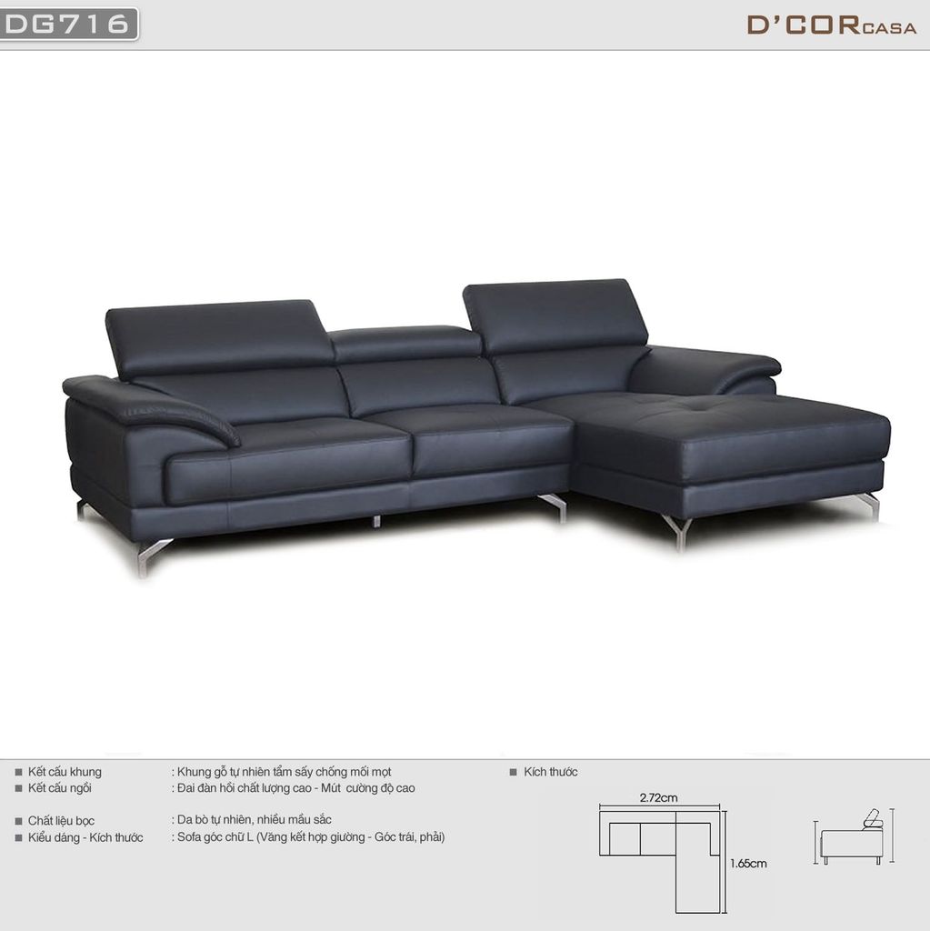 Phóng khoáng với thiết kế sofa da - Mã: DG716
