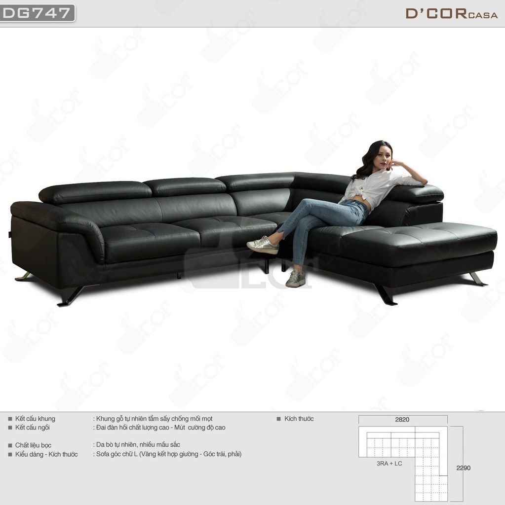 Thiết kế sofa quây hiện đại cho phòng khách - Mã: DG747