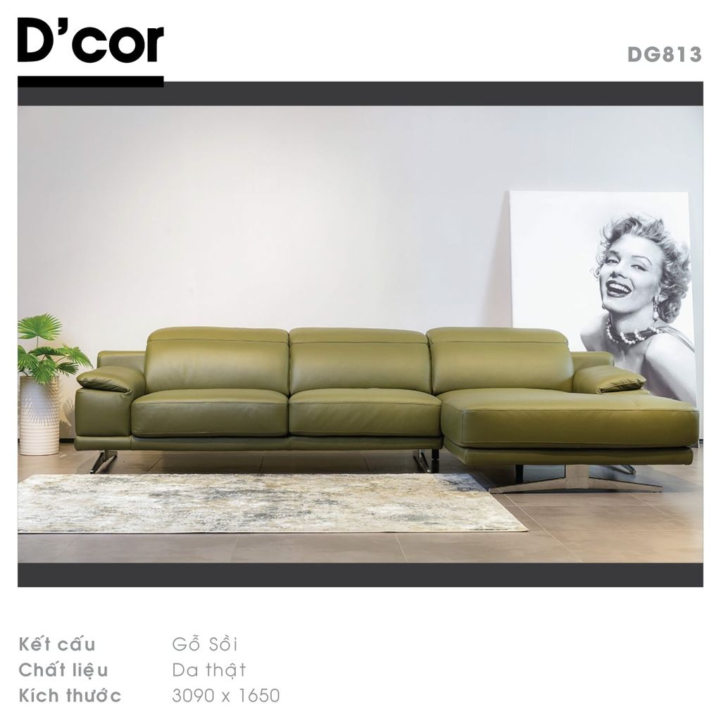 Sofa da góc cao cấp nhập khẩu Malaysia - Mã: DG813
