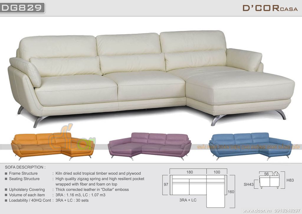 Tinh tế thanh lịch với mẫu sofa da nhập khẩu - Mã:DG829
