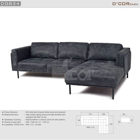  Ghế sofa nhập khẩu Malaysia chất liệu da cao cấp - Mã: DG834 