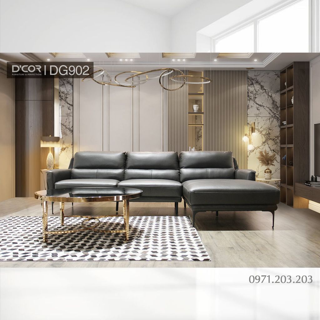DG902 KUKA - Sofa góc da thật nhập khẩu