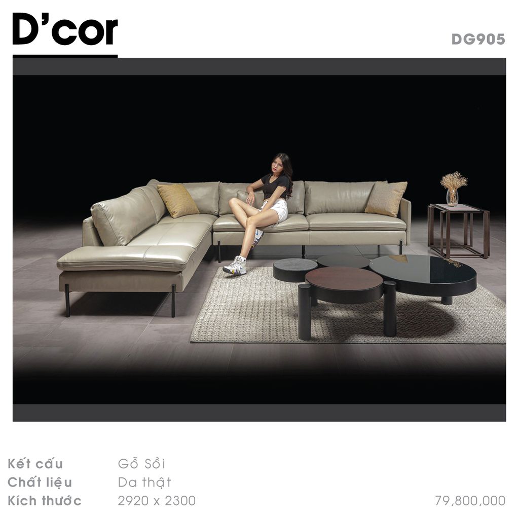 DG905 KUKA - Sofa da thật nhập khẩu