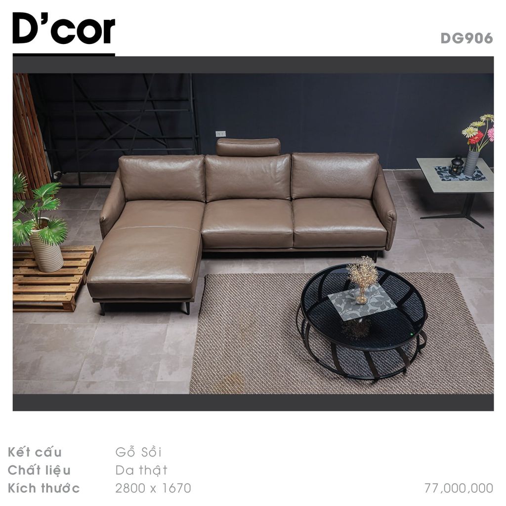 DG906 KUKA - Sofa da thật nhập khẩu