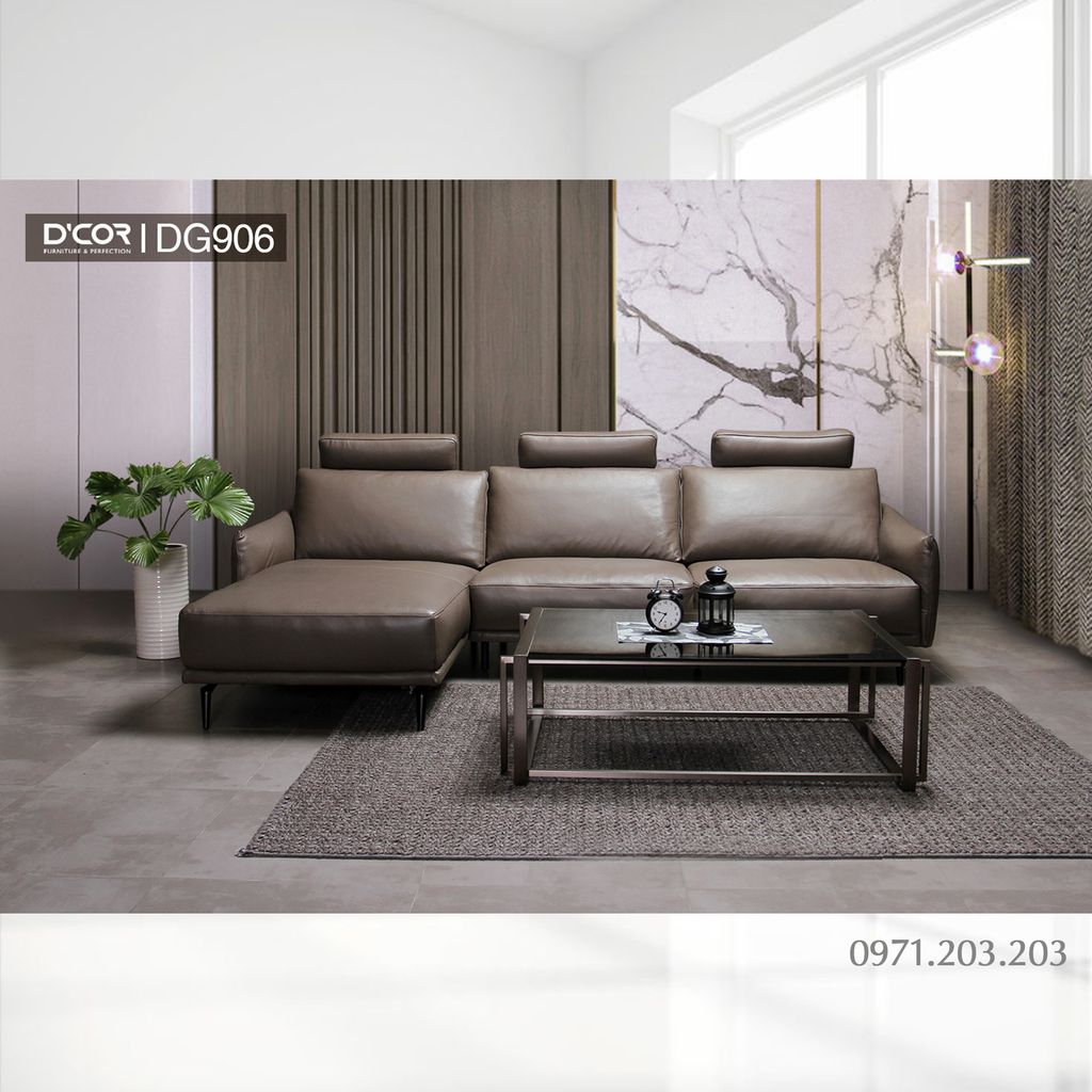 DG906 KUKA - Sofa da thật nhập khẩu