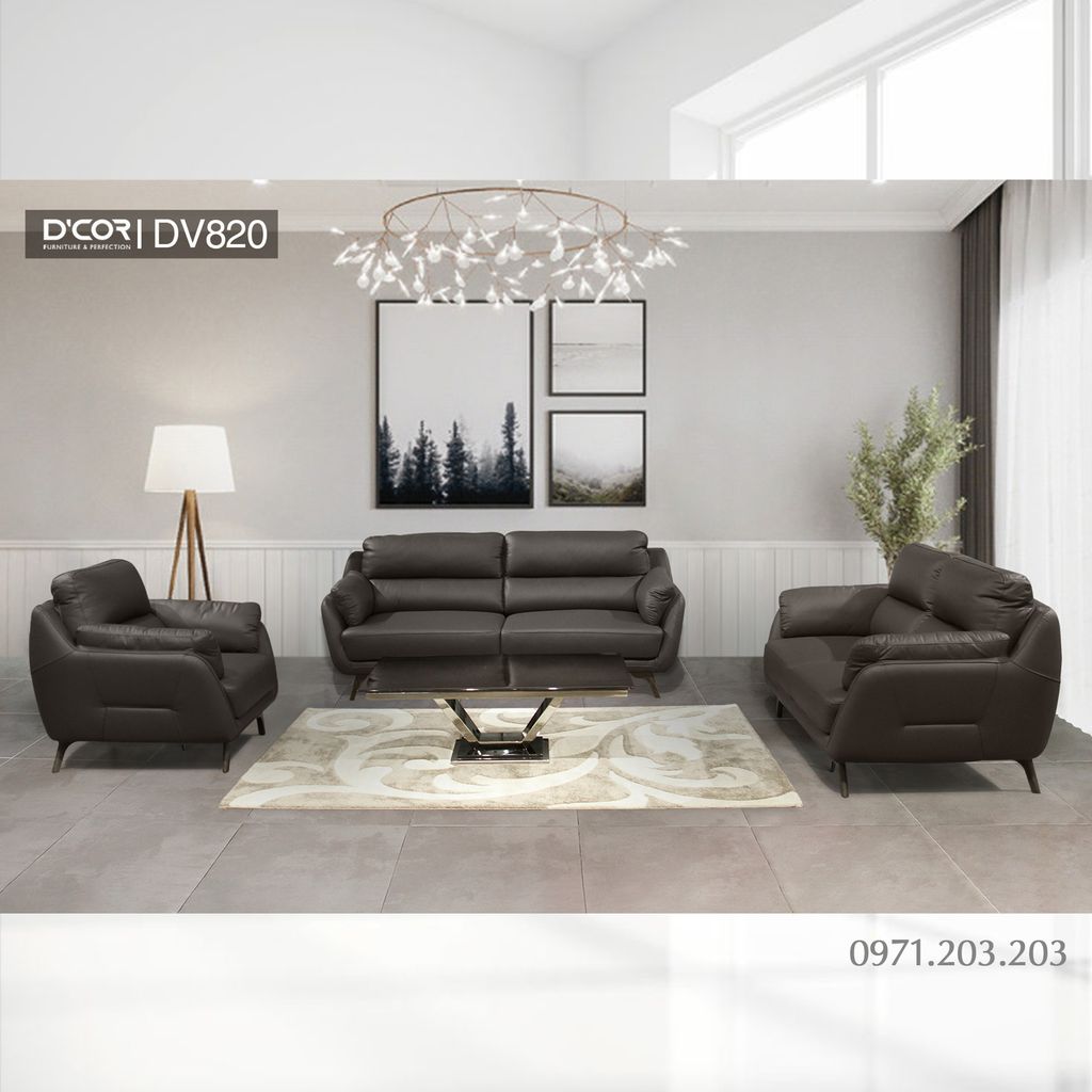 Phong cách Tây với sofa da nhập khẩu cao cấp – Mã: DV820