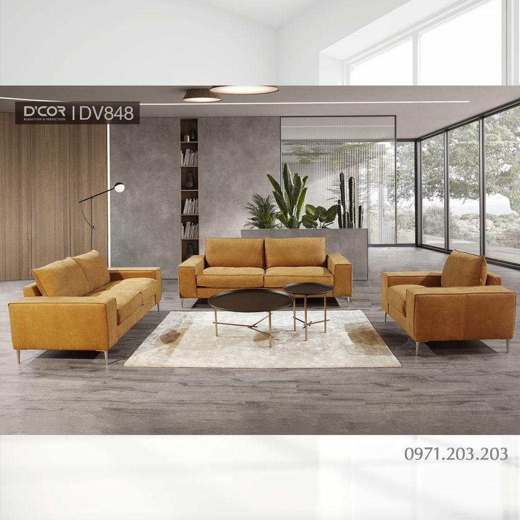 Khỏe khoắn trong thiết kế sofa da cao cấp – Mã: DV848