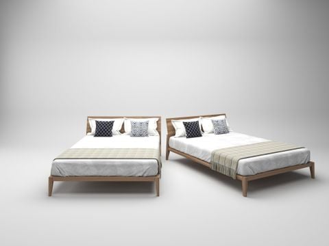  G01D - Giường veneer óc chó, chân gỗ sồi nhập khẩu 