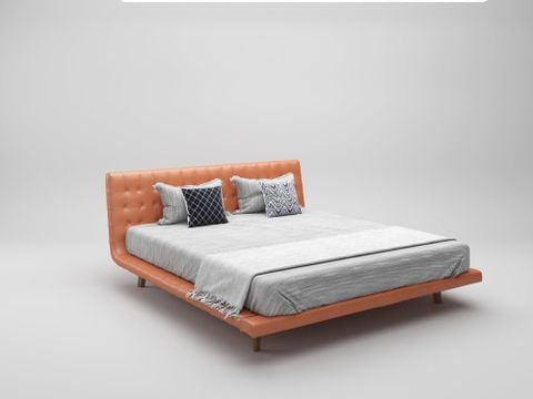  G02K - Giường da thật, chân gỗ sồi nhập khẩu 