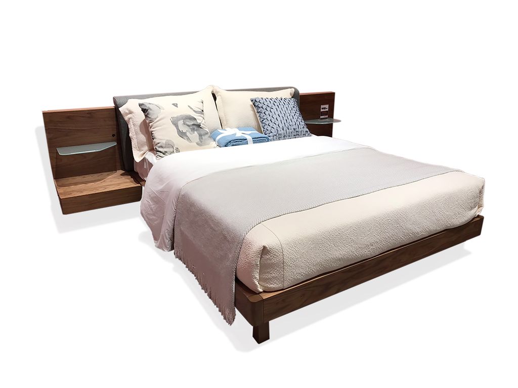 G03D - Giường nỉ, chân gỗ sồi nhập khẩu