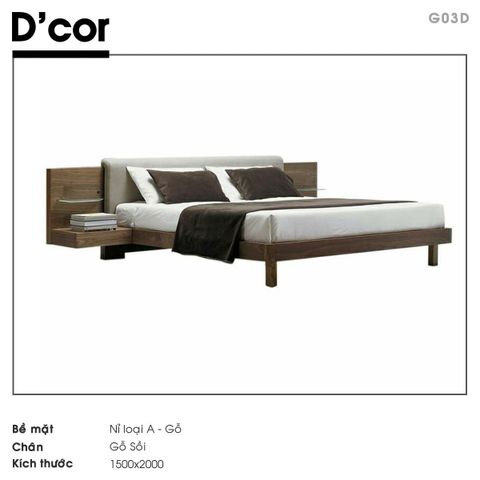  G03D - Giường nỉ, chân gỗ sồi nhập khẩu 