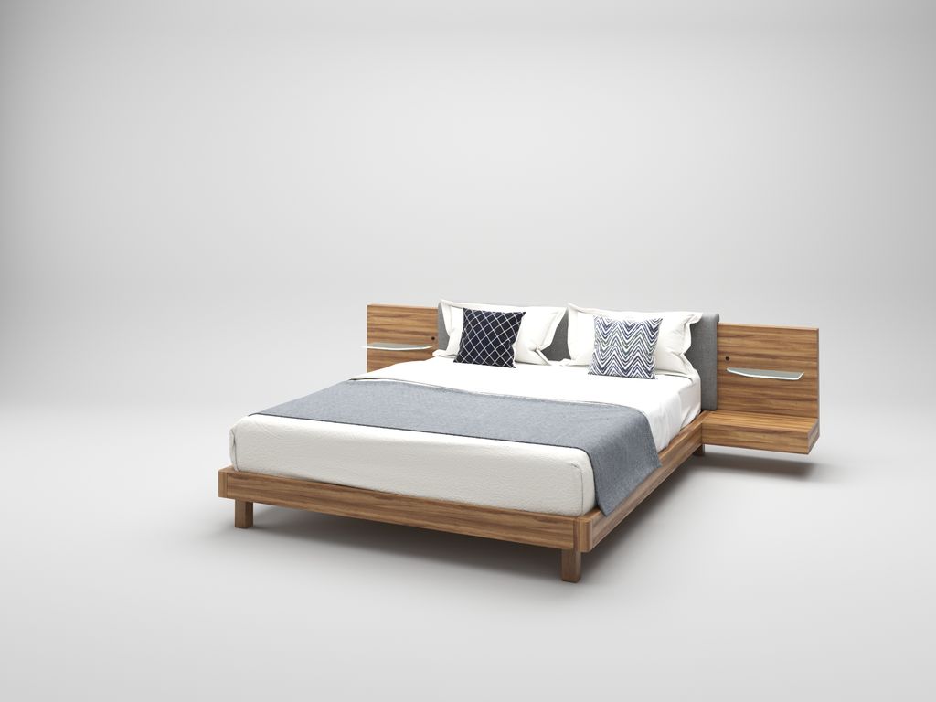 G03D - Giường nỉ, chân gỗ sồi nhập khẩu