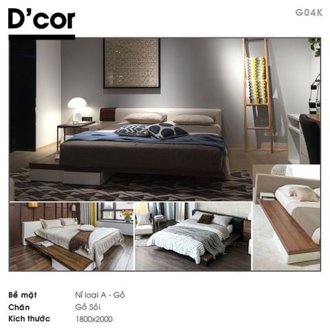  G04K - Giường nỉ, chân gỗ sồi nhập khẩu 