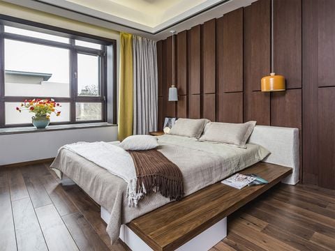  G04K - Giường nỉ, chân gỗ sồi nhập khẩu 