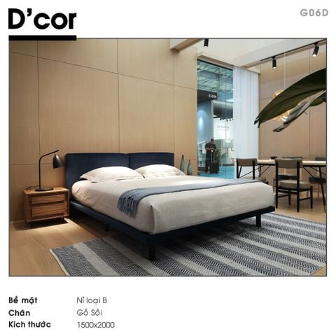  G06D - Giường nỉ, chân gỗ sồi nhập khẩu 