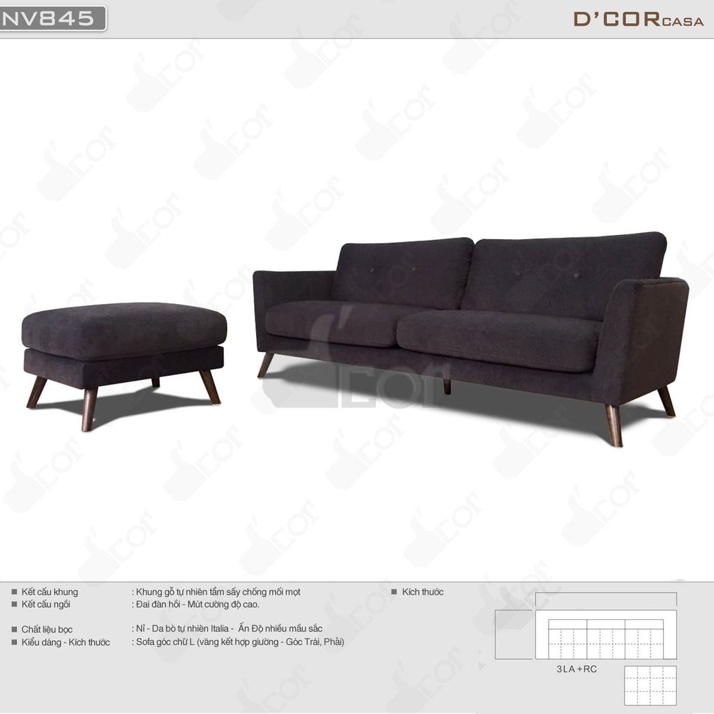 Sofa nỉ nhập khẩu kích thước nhỏ - Mã: NV845