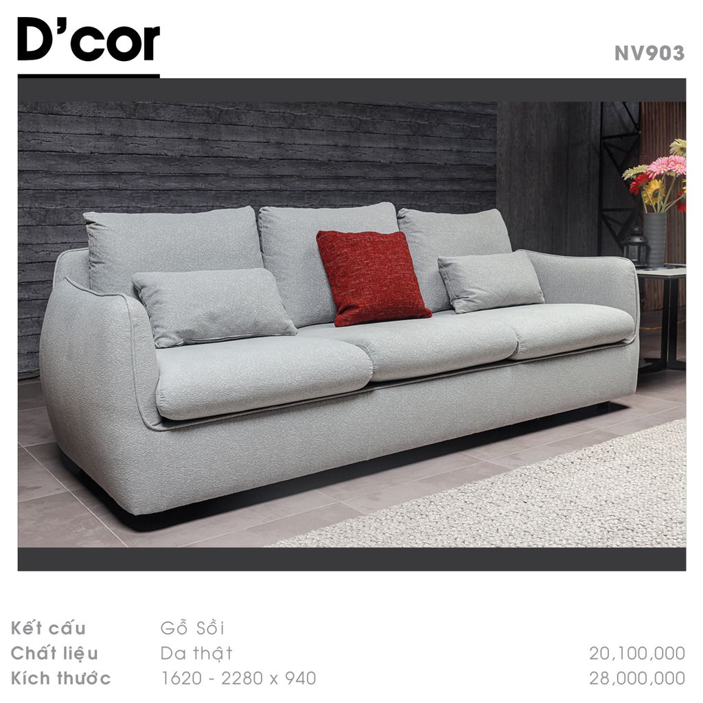 NV903 KUKA - Sofa nỉ gỗ sồi, nhập khẩu