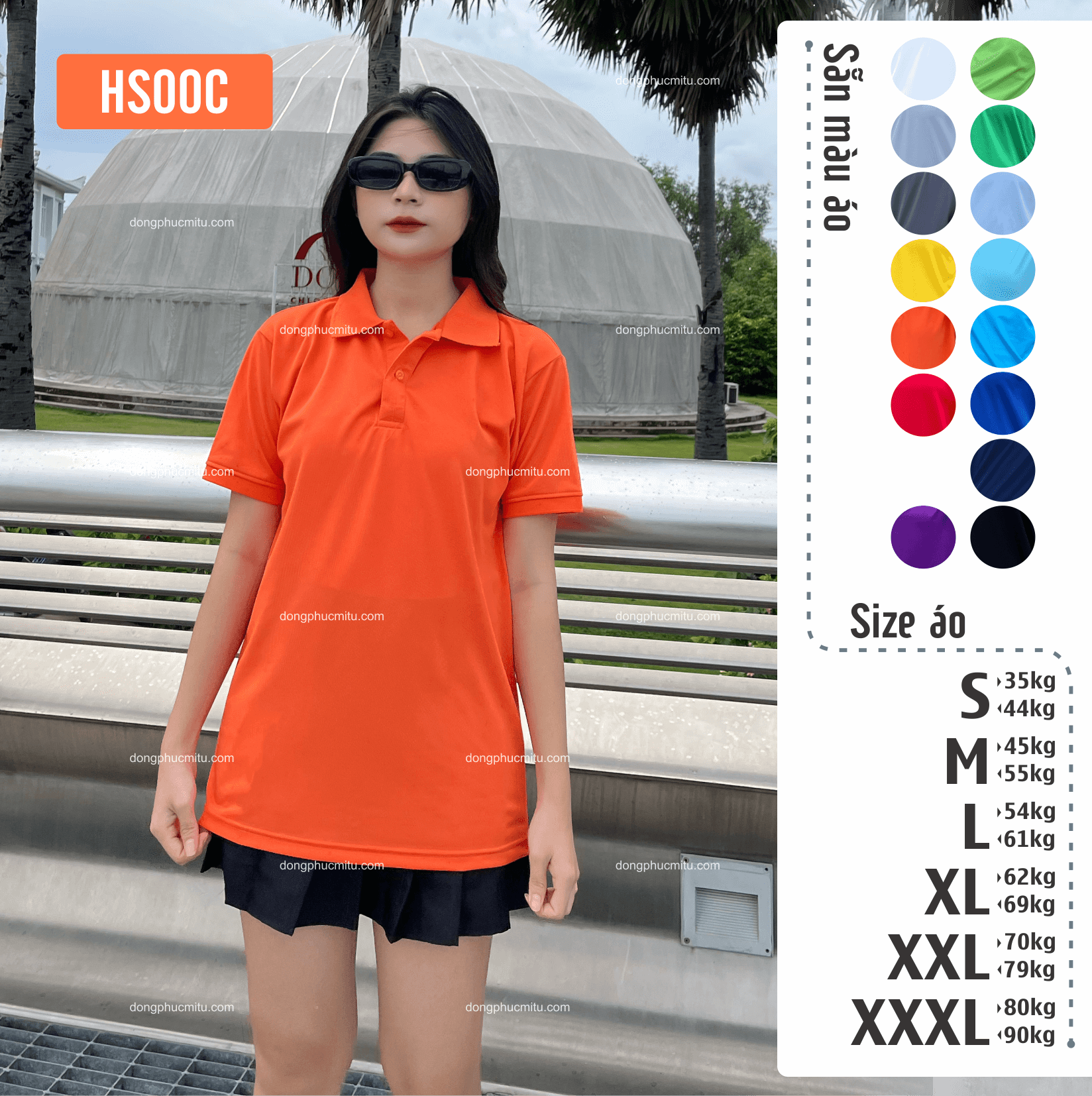  Áo thun Polo màu cam | trơn 