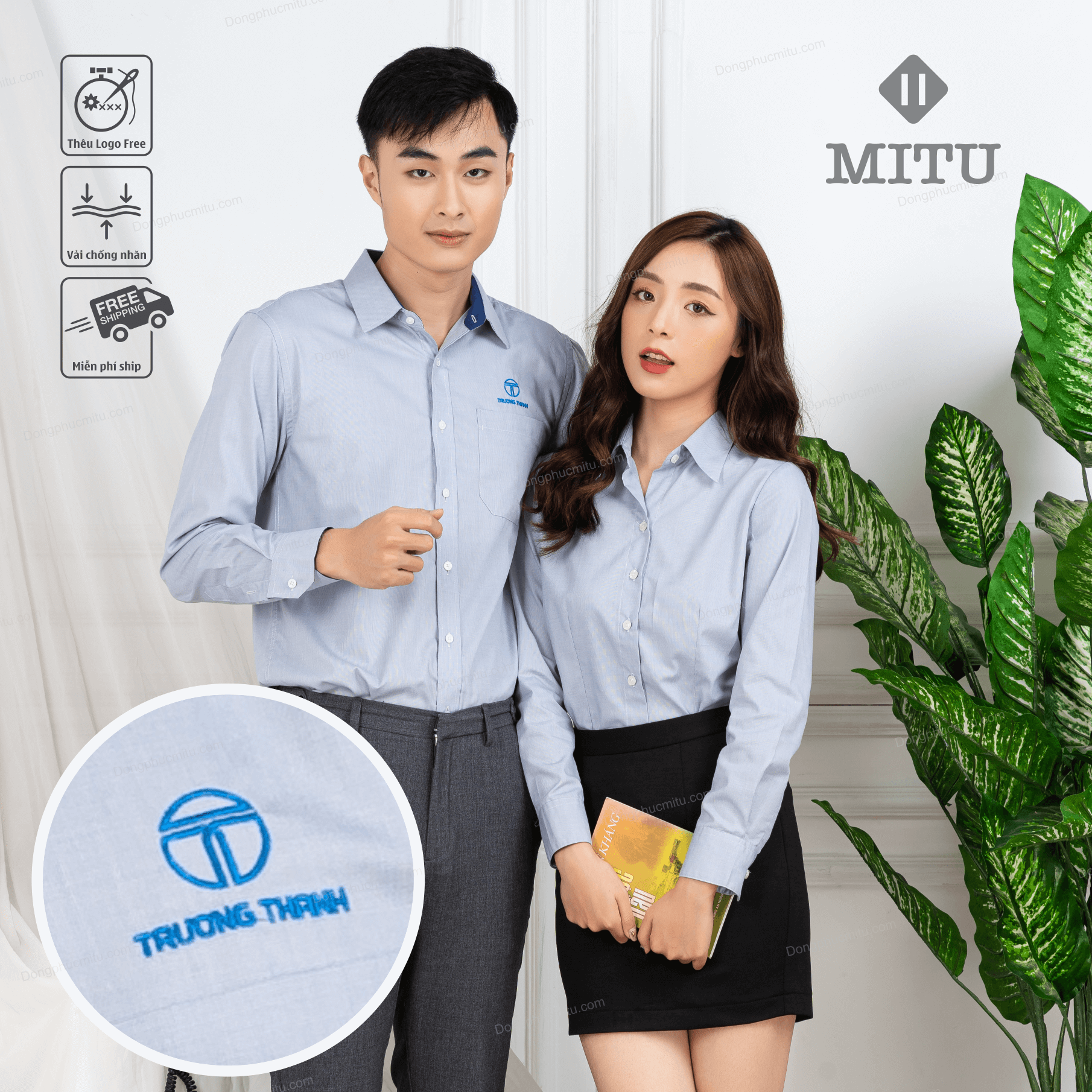  Sơ mi đồng phục màu ghi 
