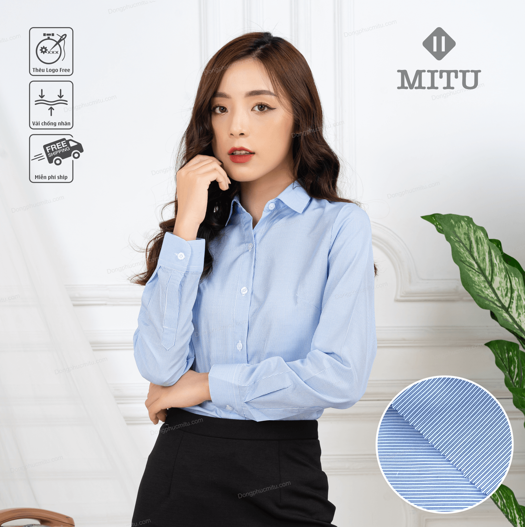  Sơ mi kẻ xanh trắng (Kẻ to) 