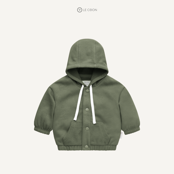  Hoodie nỉ cào bông - Màu Xanh rêu 