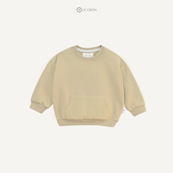  Sweater nỉ túi bông - Màu Be 