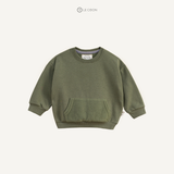  Sweater nỉ túi bông - Màu Xanh rêu 