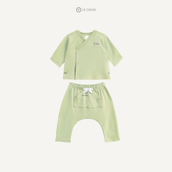  Bộ đồ vạt chéo túi bụng - Màu Xanh lá 