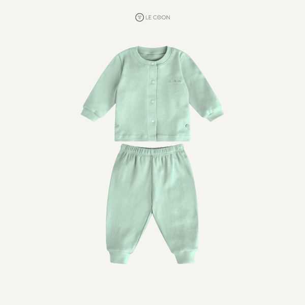  Bộ đồ cổ bo cúc bấm giữa - Màu Xanh lá Misty Jade 
