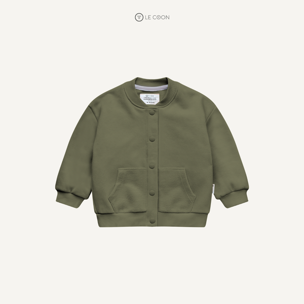  Bomber nỉ cào bông - Màu Xanh rêu 