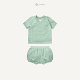  Bộ đồ cúc bấm quần sooc bom - Màu Xanh lá Misty Jade 