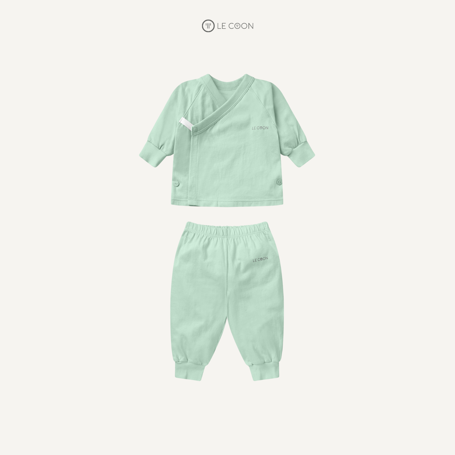  Bộ đồ cúc bấm dài tay quần bom - Màu Xanh lá Misty Jade 