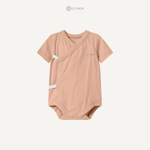  Bodysuit cúc bấm cộc tay - Màu Cam phớt 