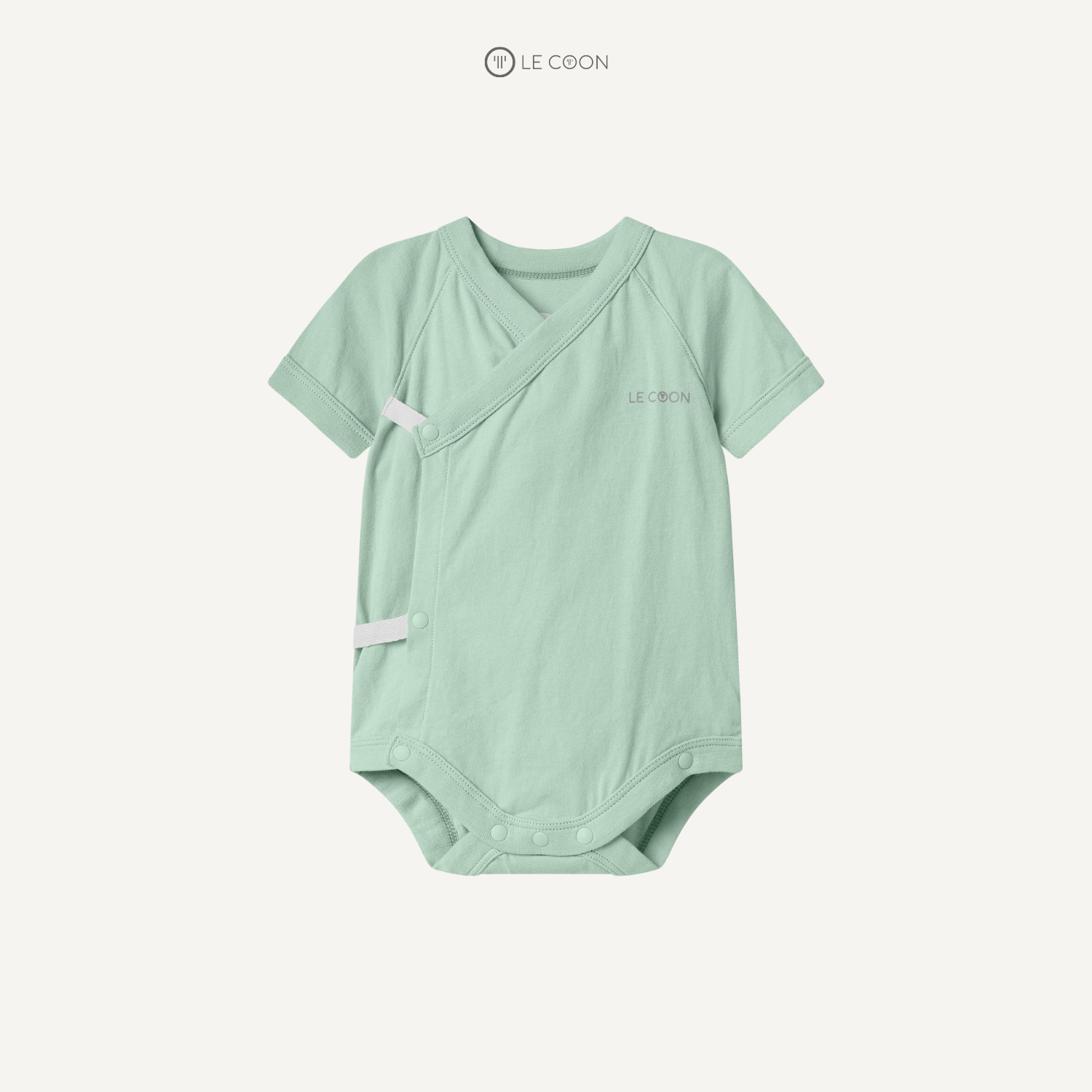  Bodysuit cúc bấm cộc tay - Màu Xanh lá Misty Jade 