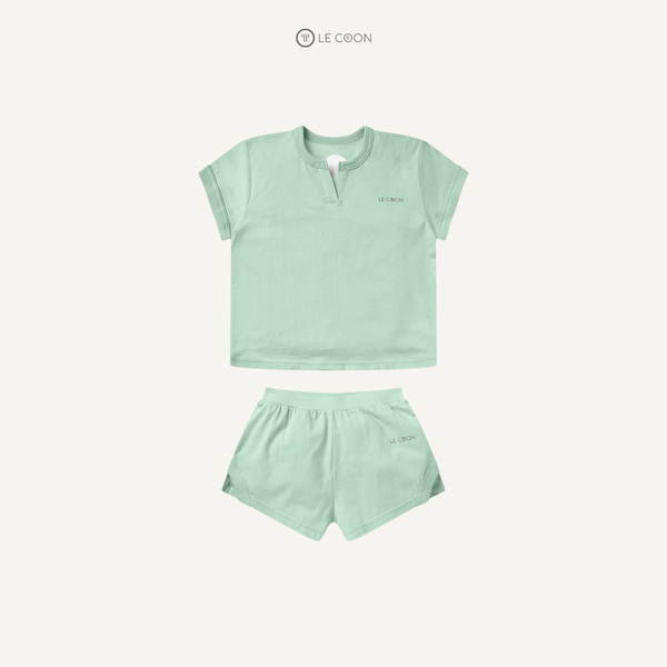  Bộ đồ cổ chữ V cộc tay - Màu Xanh lá Misty Jade 