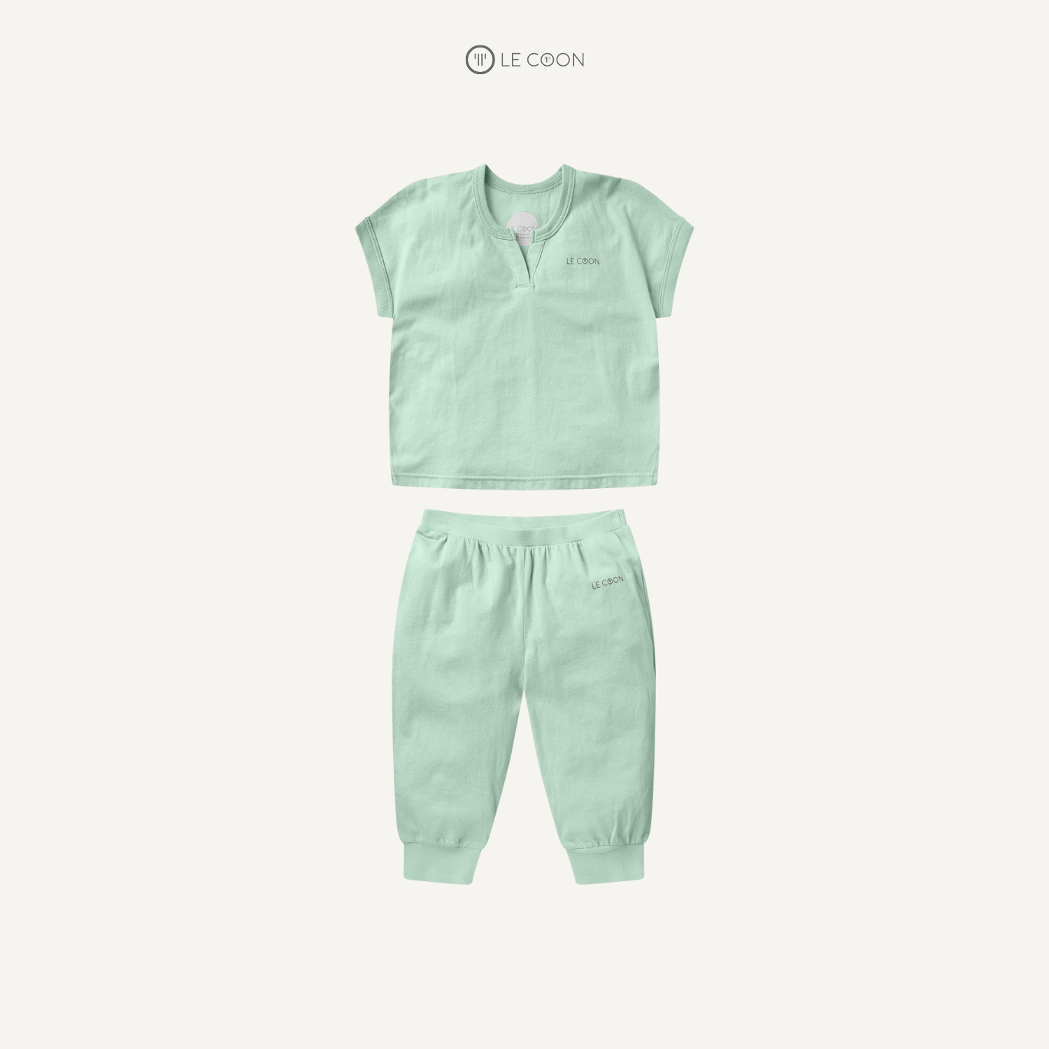 Bộ đồ cổ chữ V quần dài - Màu Xanh lá Misty Jade 