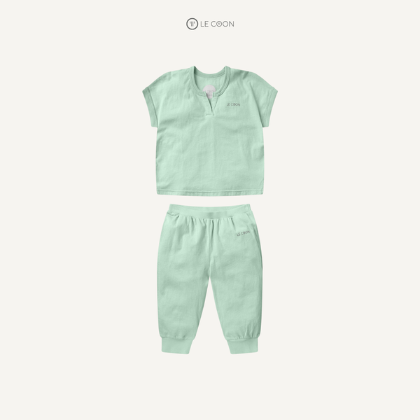  Bộ đồ cổ chữ V quần dài - Màu Xanh lá Misty Jade 