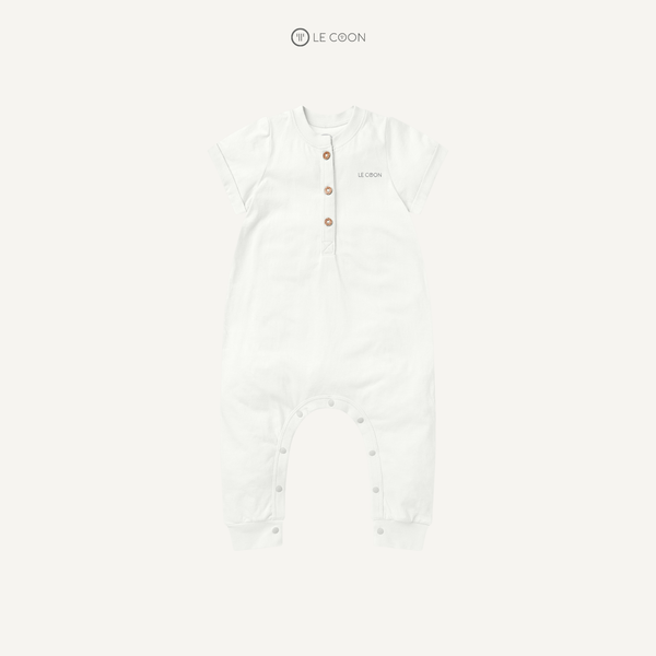  Bodysuit cổ bo cộc tay - Màu Trắng 