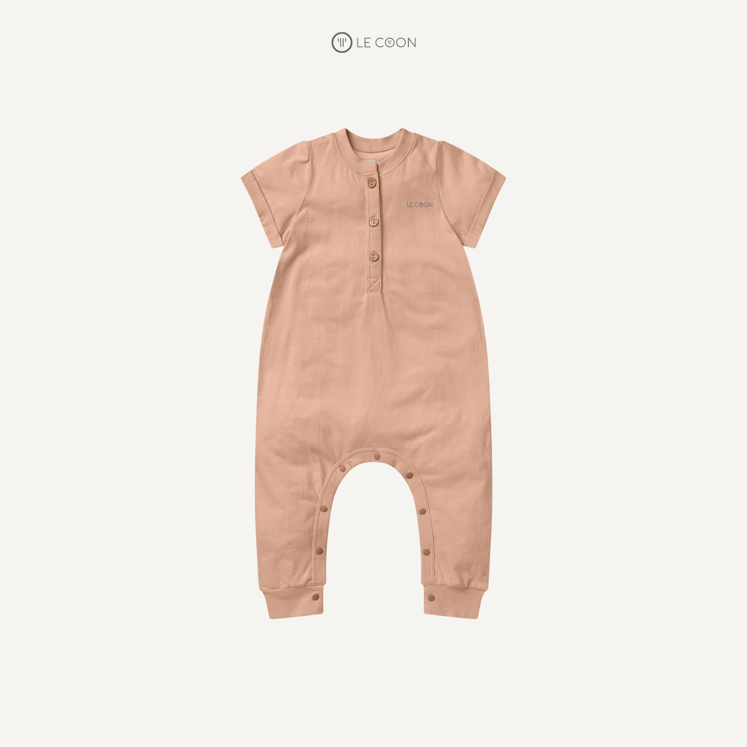  Bodysuit cổ bo cộc tay - Màu Cam phớt 