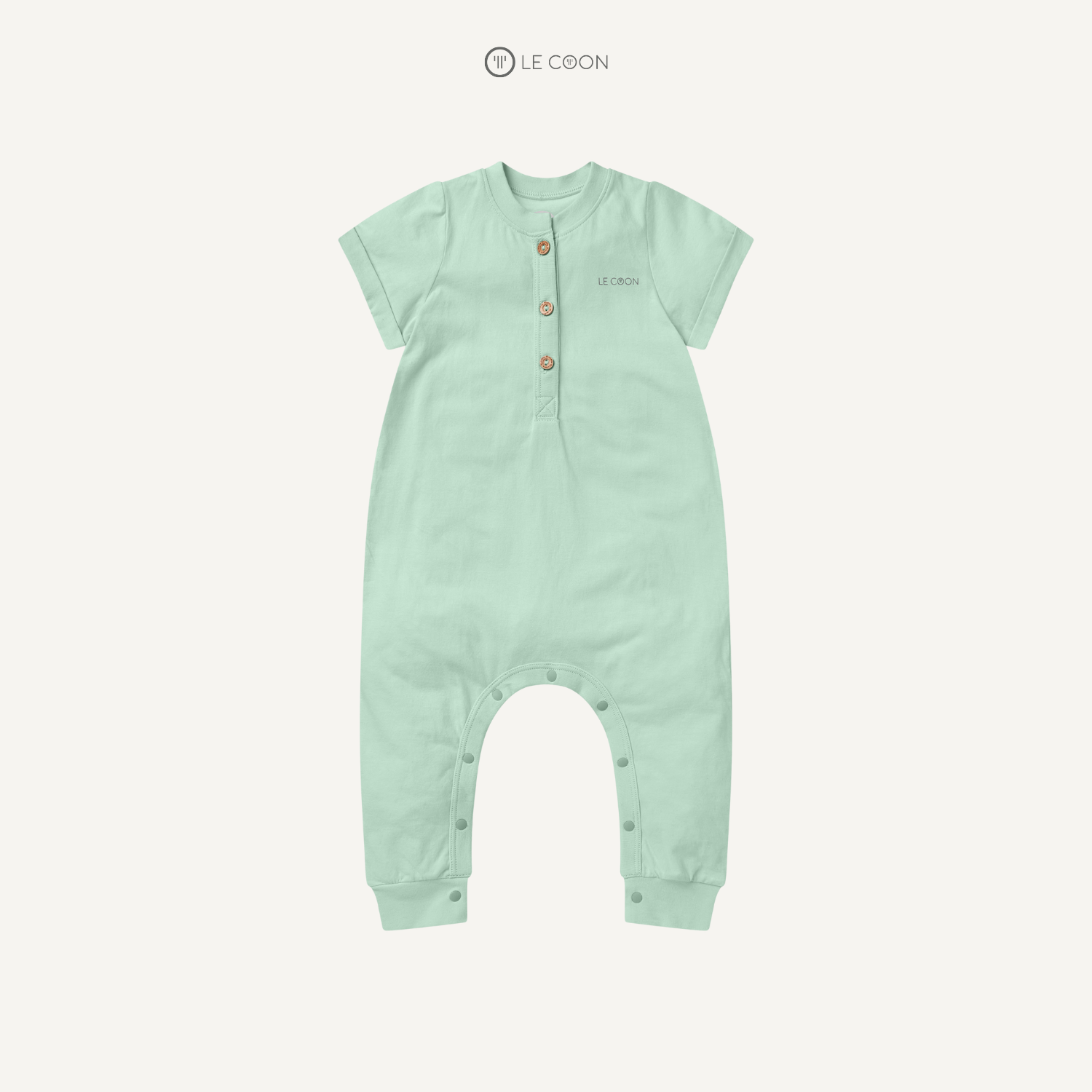  Bodysuit cổ bo cộc tay - Màu Xanh lá Misty Jade 