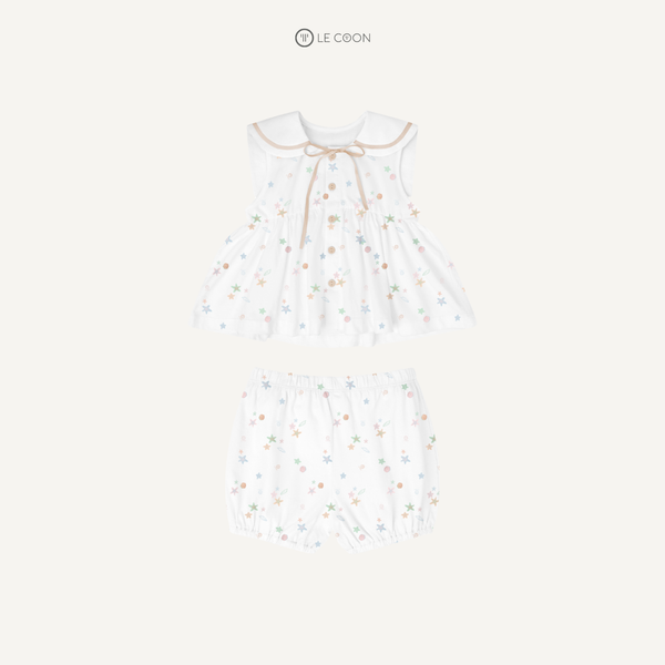  Bộ babydoll sailor - Trắng In Sắc Màu 