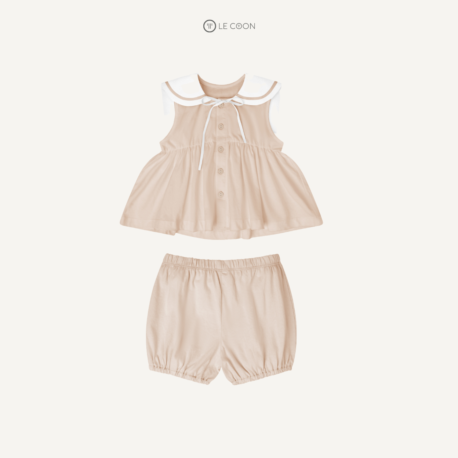  Bộ babydoll sailor - Màu Be 